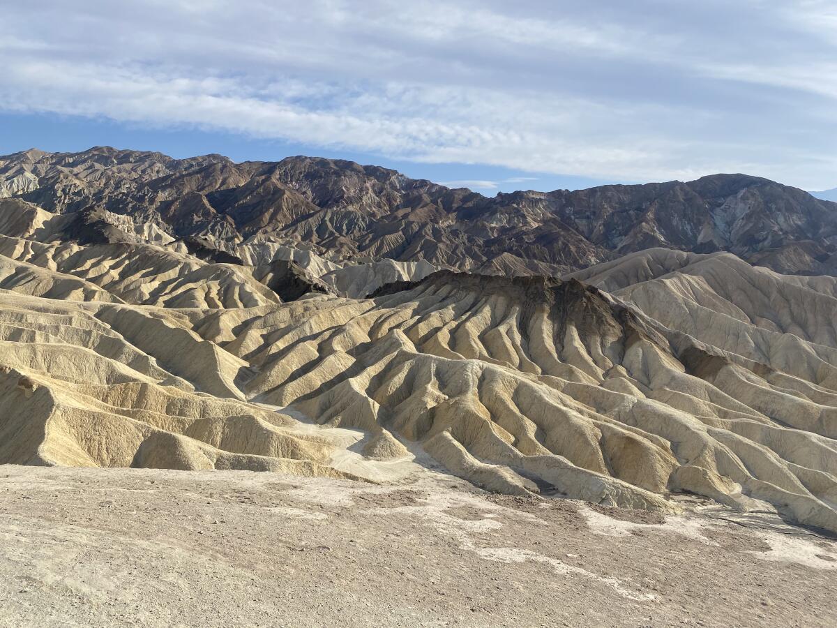 Zabriskie Point in Death Valley National Park, photographed in April 2022.