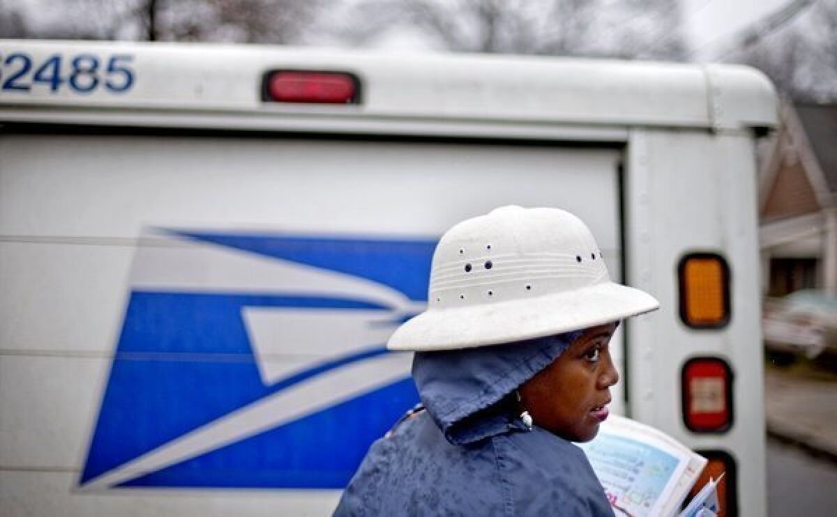 U.S. mail carrier and truck