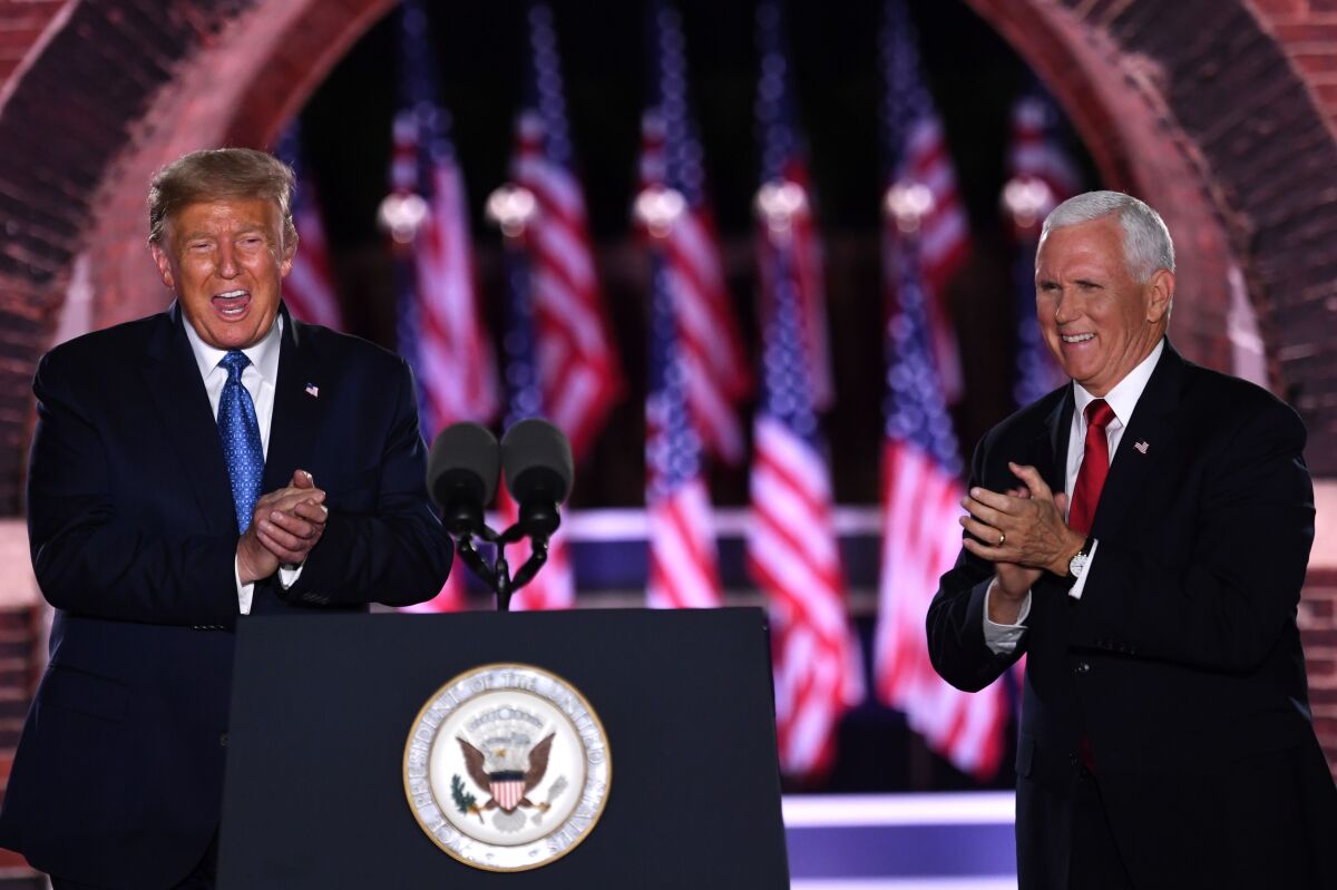 Donald Trump and Mike Pence at the 2020 Republican National Convention
