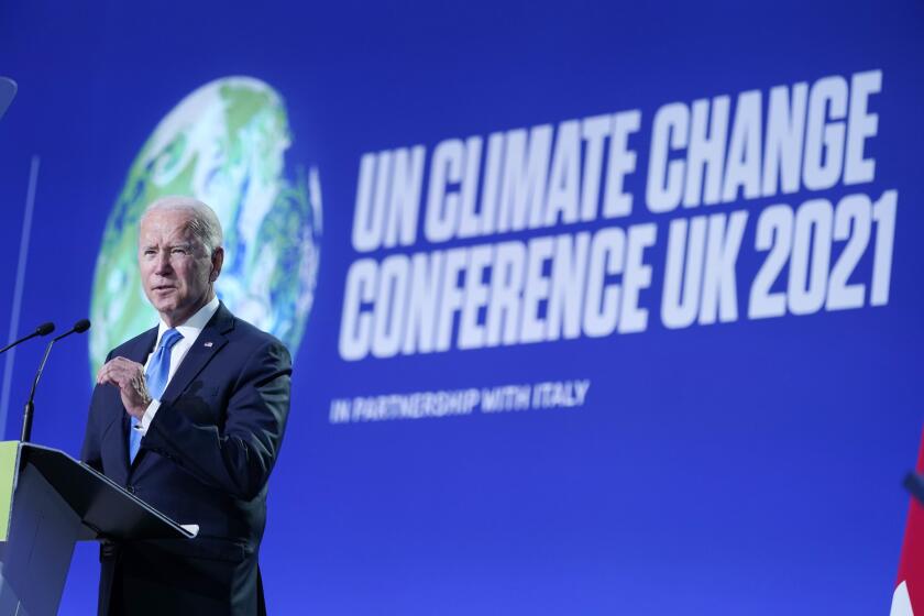 President Joe Biden speaks during the "Accelerating Clean Technology Innovation and Deployment" event at the COP26 U.N. Climate Summit, Tuesday, Nov. 2, 2021, in Glasgow, Scotland. (AP Photo/Evan Vucci, Pool)