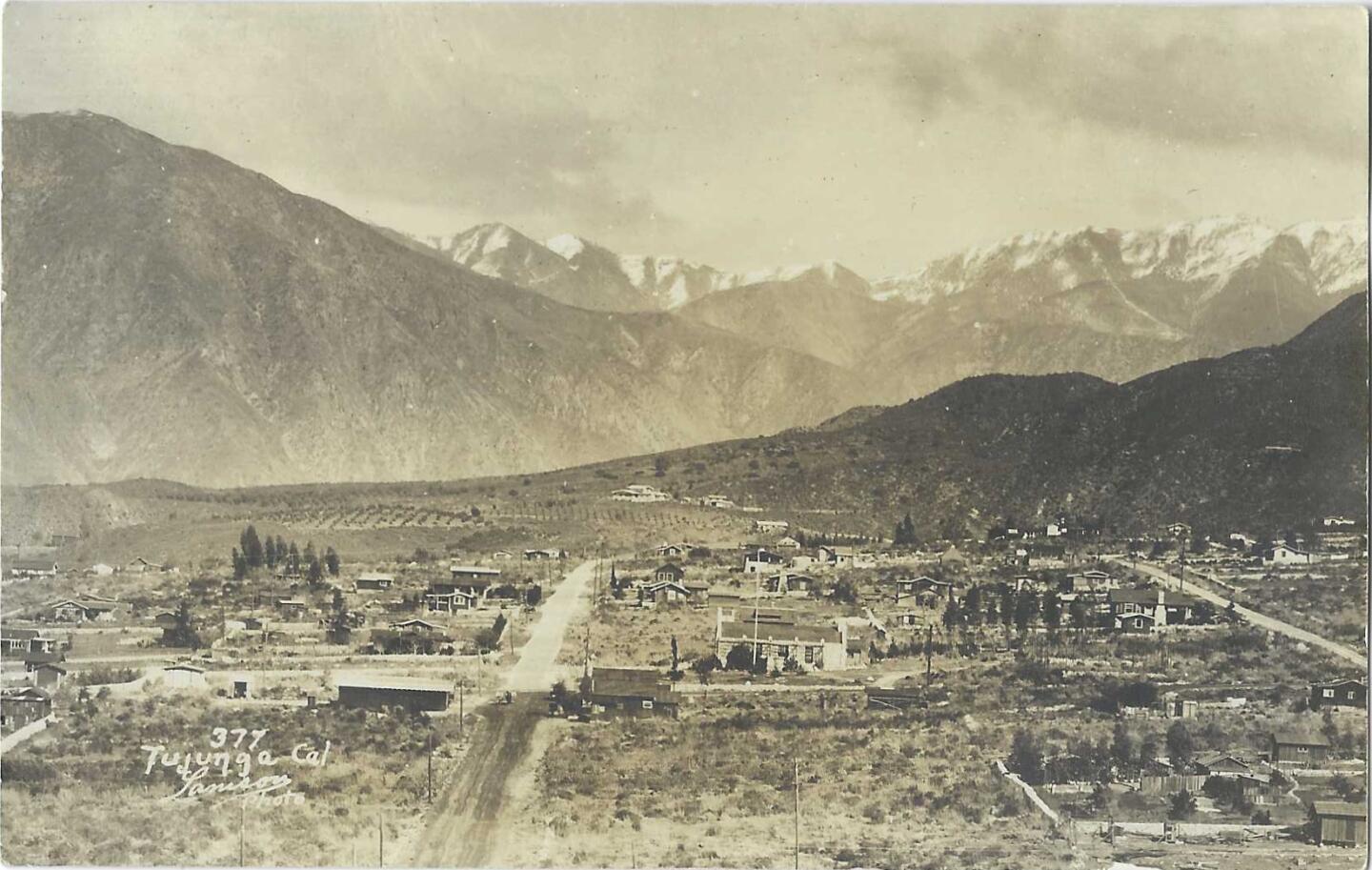 A vintage postcard shows the mountain vistas of Tujunga