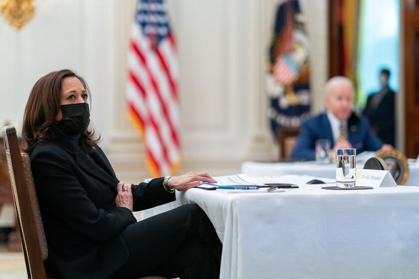 P20210122AS-0737: President Joe Biden and Vice President Kamala Harris receive a briefing on the economy Friday, Jan. 22, 2021, in the State Dining Room of the White House. (Official White House Photo by Adam Schultz)