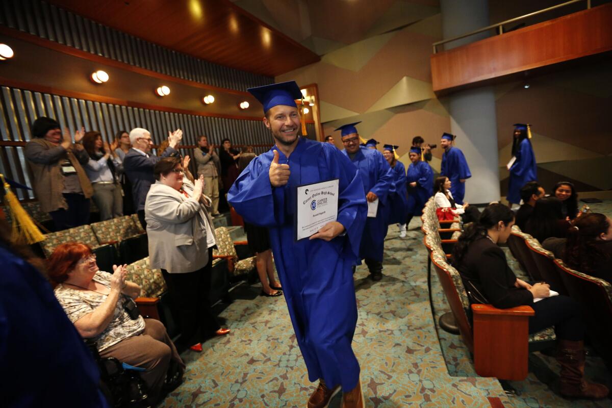 Ron Hagardt at his graduation at the L.A. Public Library ceremony for adults who earned high school diplomas from the Career Online High School.