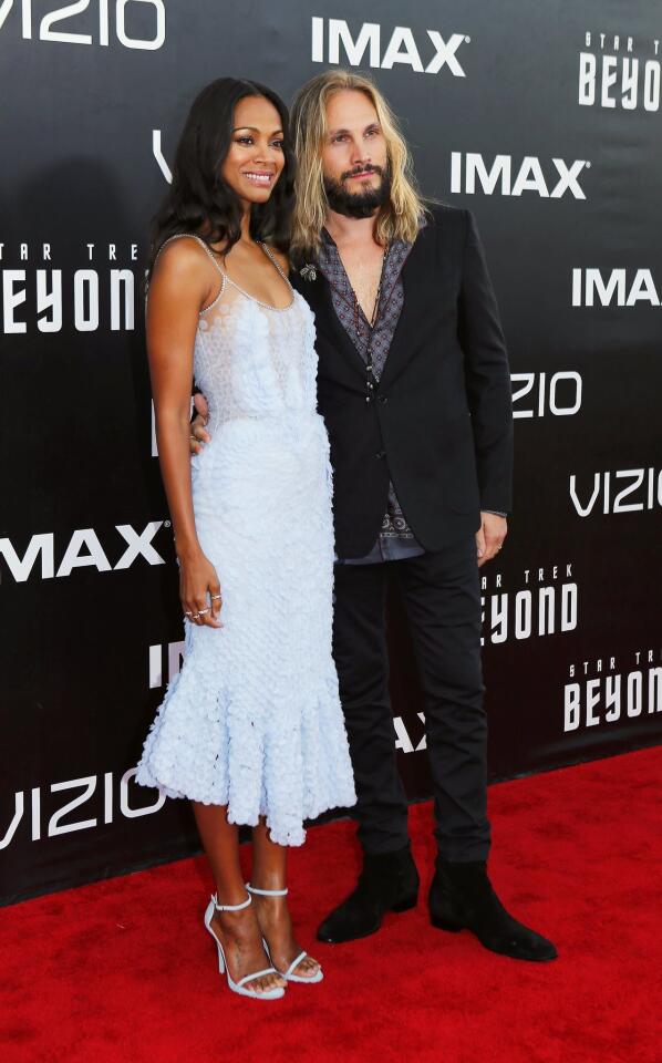 Zoe Saldana and Marco Perego arrive for the world premiere of "Star Trek Beyond" in San Diego