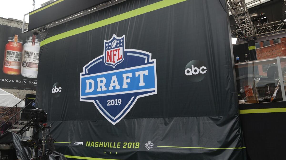 The ESPN set is constructed for the NFL draft April 23 in Nashville.