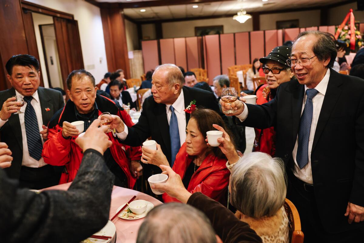 A New Year's celebration at Chinatown's Golden Dragon restaurant on January 1 in Los Angeles.