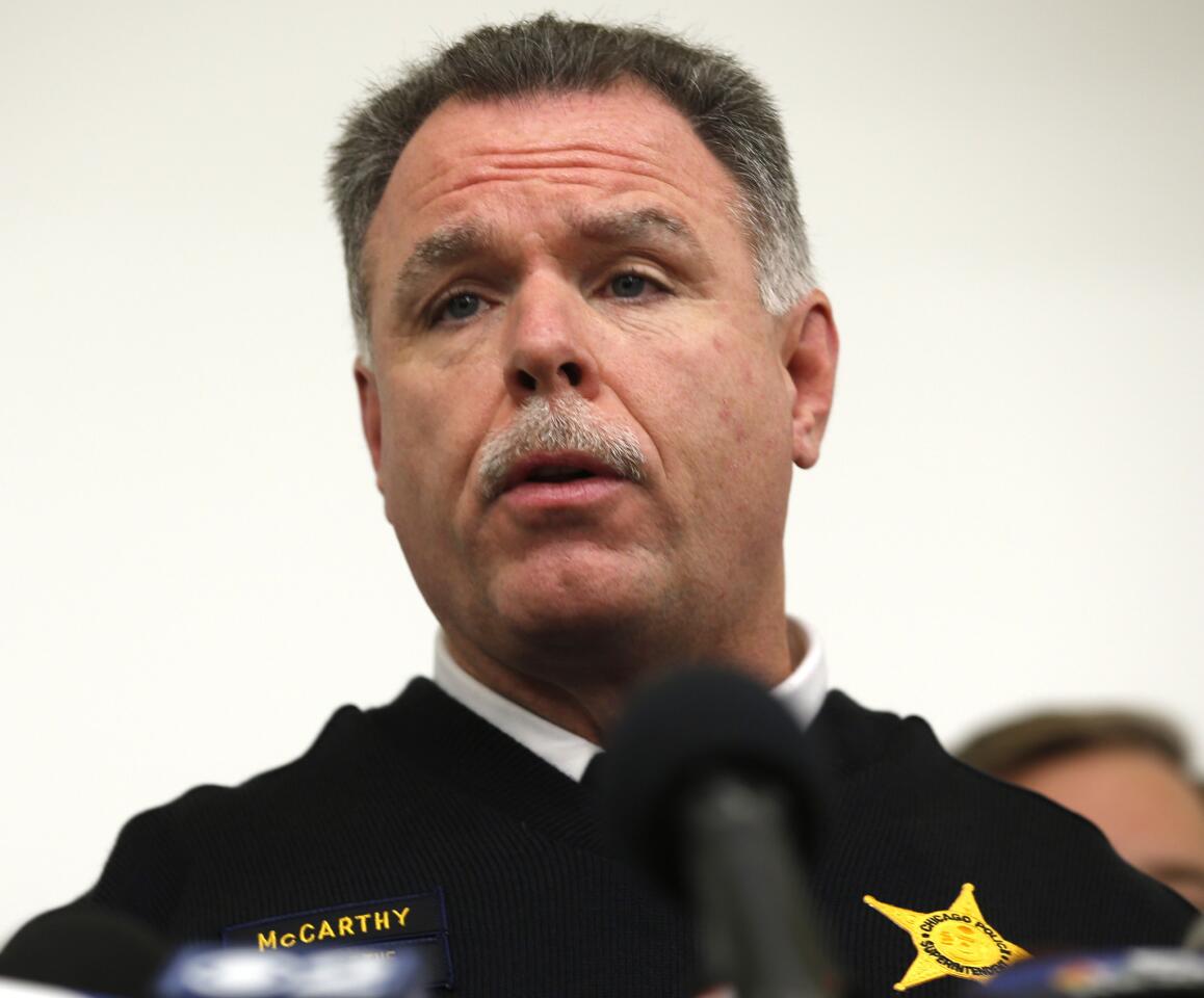 Chicago police Superintendent Garry McCarthy announces the arrest of Corey Morgan, 27, on Nov. 27, 2015, in the shooting death of 9-year-old Tyshawn Lee.