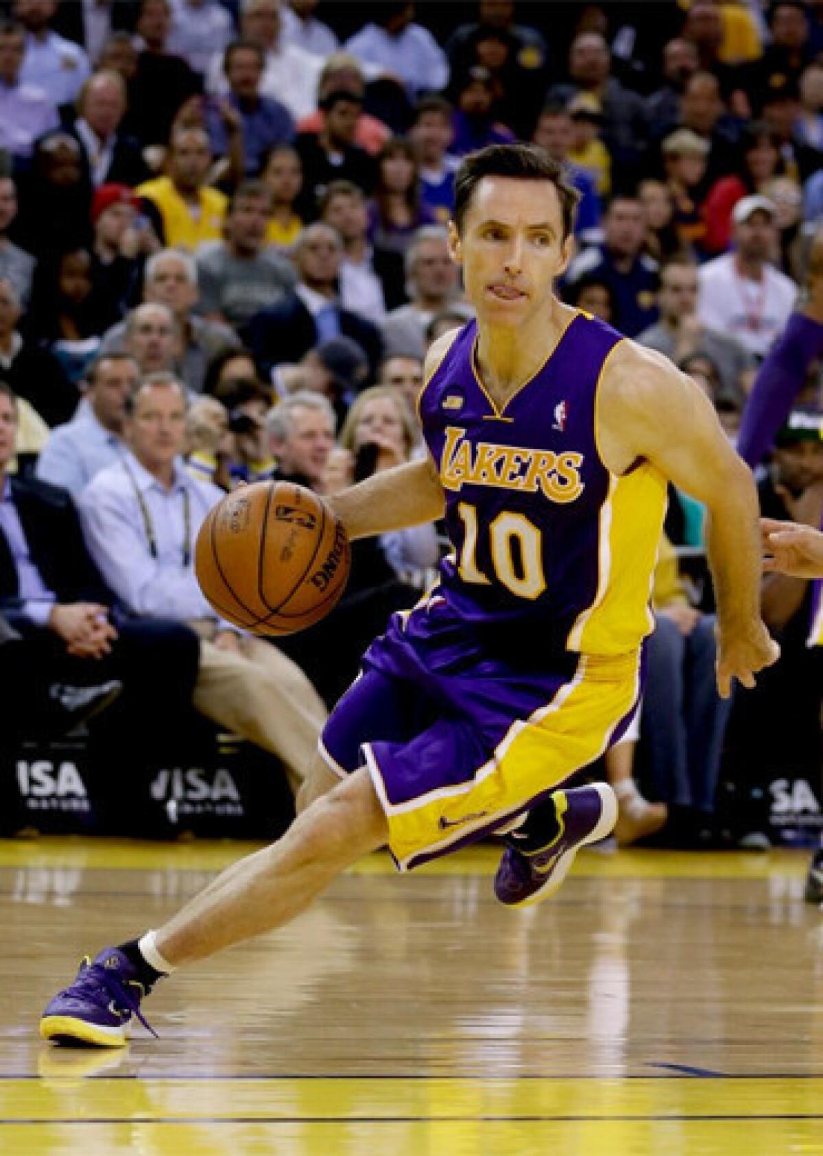 Lakers point guard Steve Nash averaged 12.7 points and 6.7 assists in 50 games this season.