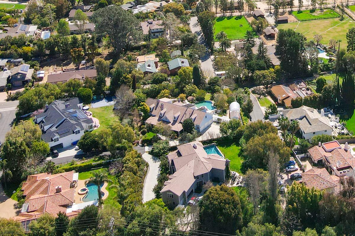 Aerial view of Rancho Santa Fe neighborhood 