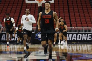 Louisville, KY - March 23: San Diego State's Matt Bradley (20) works out during a practice in Louisville on Thursday, March 23, 2023. The Aztecs face Alabama in a Sweet 16 game. (K.C. Alfred / The San Diego Union-Tribune)