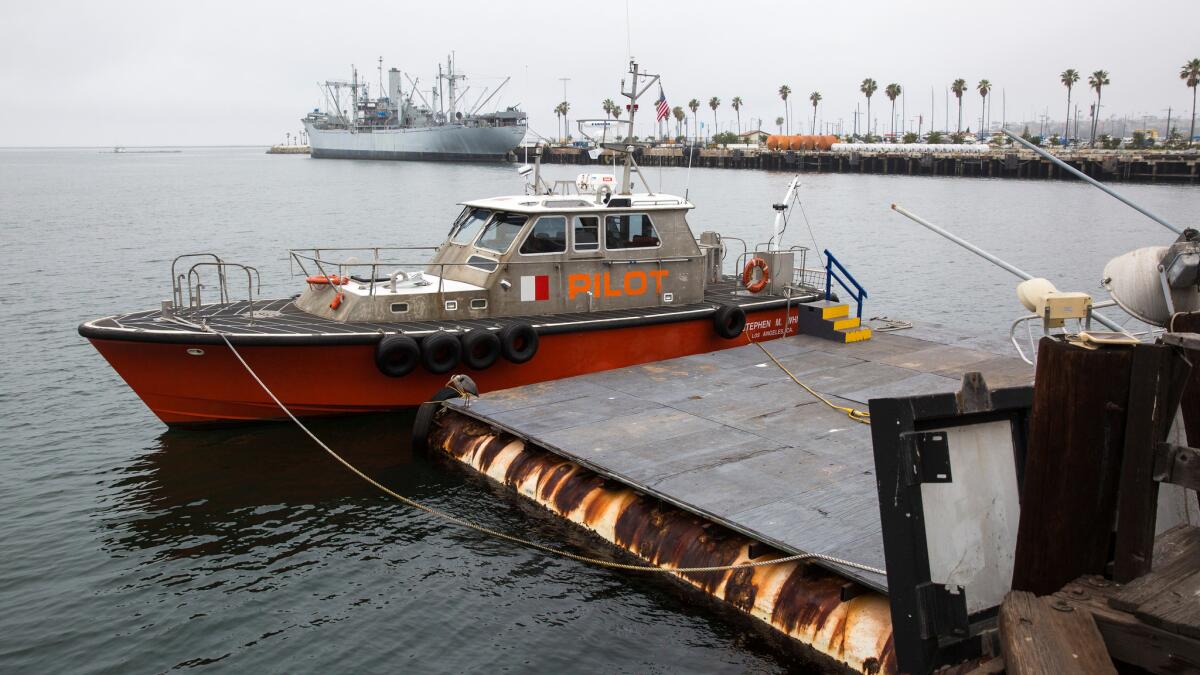 Los Angeles Pilot Service vessel Stephen M. White and crew at dock in San Pedro on June 9.