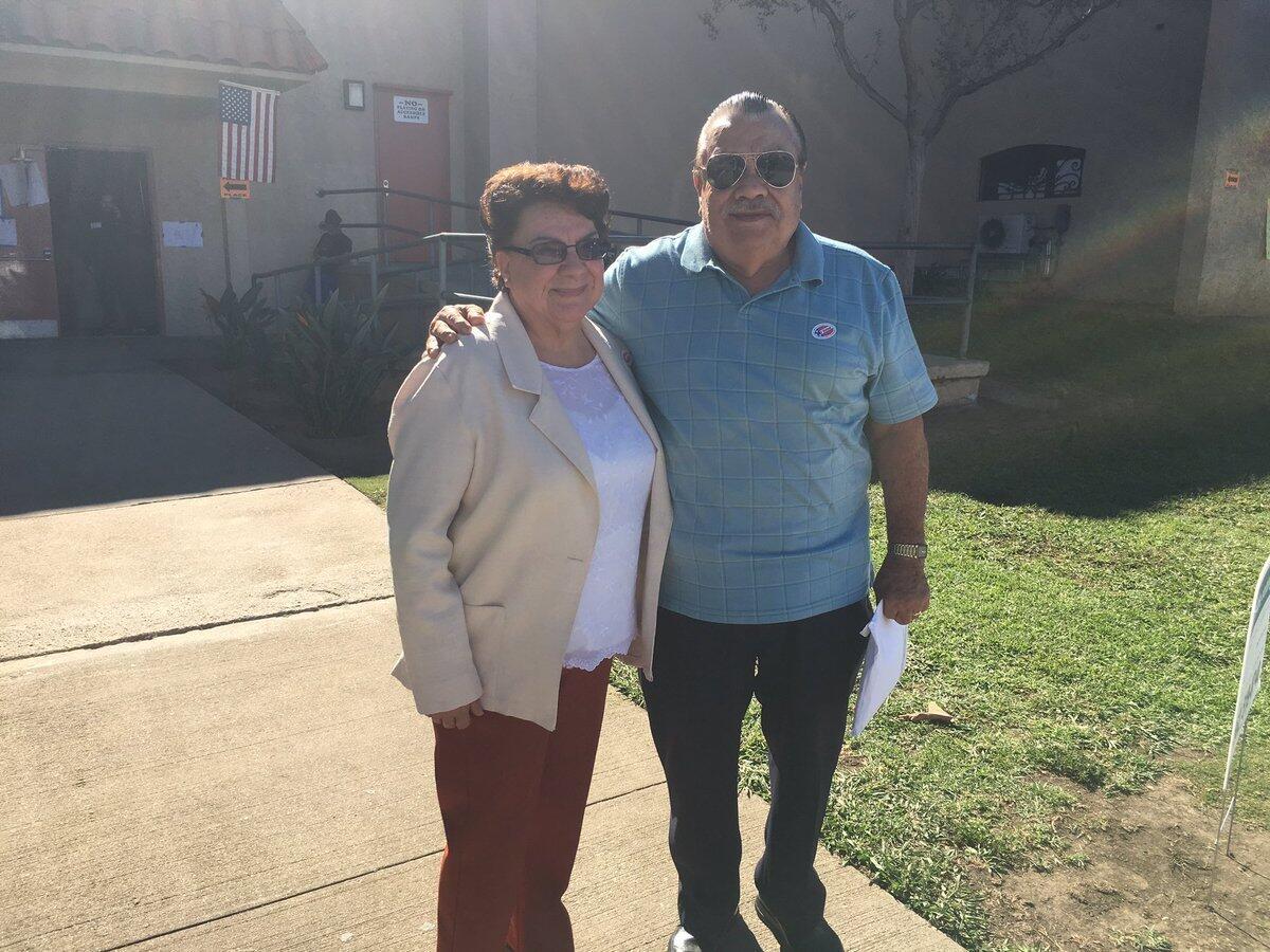 Martha and Juan Sanchez, East L.A. residents, voted for the first time today for Hillary Clinton.
