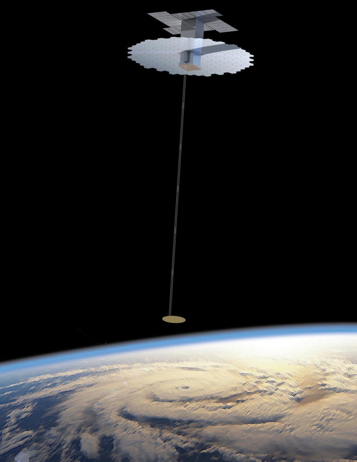 An artist's rendering of a 4-meter antenna reflector that was manufactured in space. (Firmamentum)
