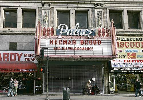 Palace Theatre In the period before World War II, downtown Los Angeles was the place to go for movies, with several grand old movie houses lining Broadway. Among them: The Palace Theatre, built in 1911. In addition to movies, it hosted performances by the likes of Houdini, W.C. Fields and the Marx Brothers.