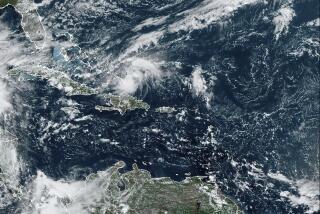 This satellite image provided by NOAA on Saturday, Oct. 19, 2024 shows Hurricane Oscar. (NOAA via AP)