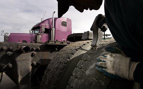 Truckers can have tread carved into their balding tires by llanteros, or tire men, before getting on the Harbor or Long Beach freeways. Regrooving is legal, according to California traffic codes, provided the tires are designed for it and their inner steel belts are not damaged in the process. When they cut into the steel belt, that tire becomes a bomb, said Harvey Brodsky, spokesman for the Tire Retread and Repair Information Bureau. Its a shame and a disgrace, and an example of whats going on in our ports.