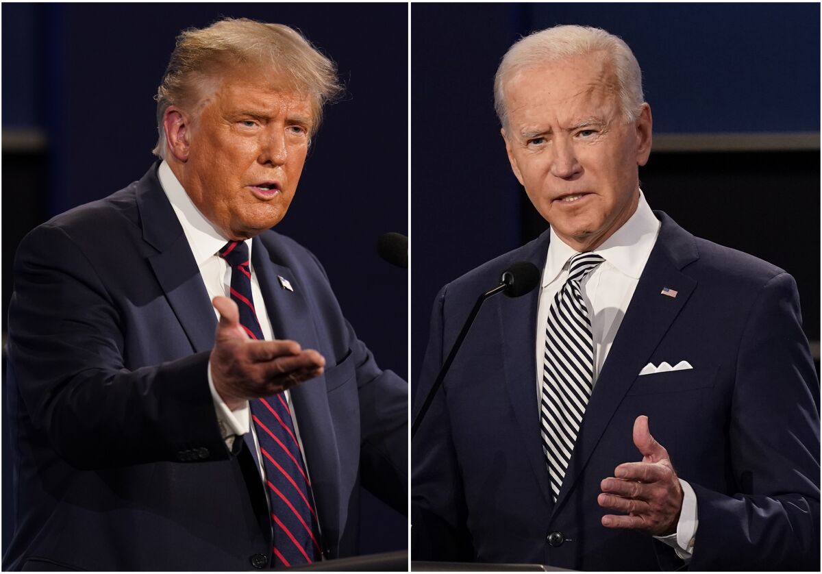  President Donald Trump, left, and former Vice President Joe Biden during the first presidential debate.