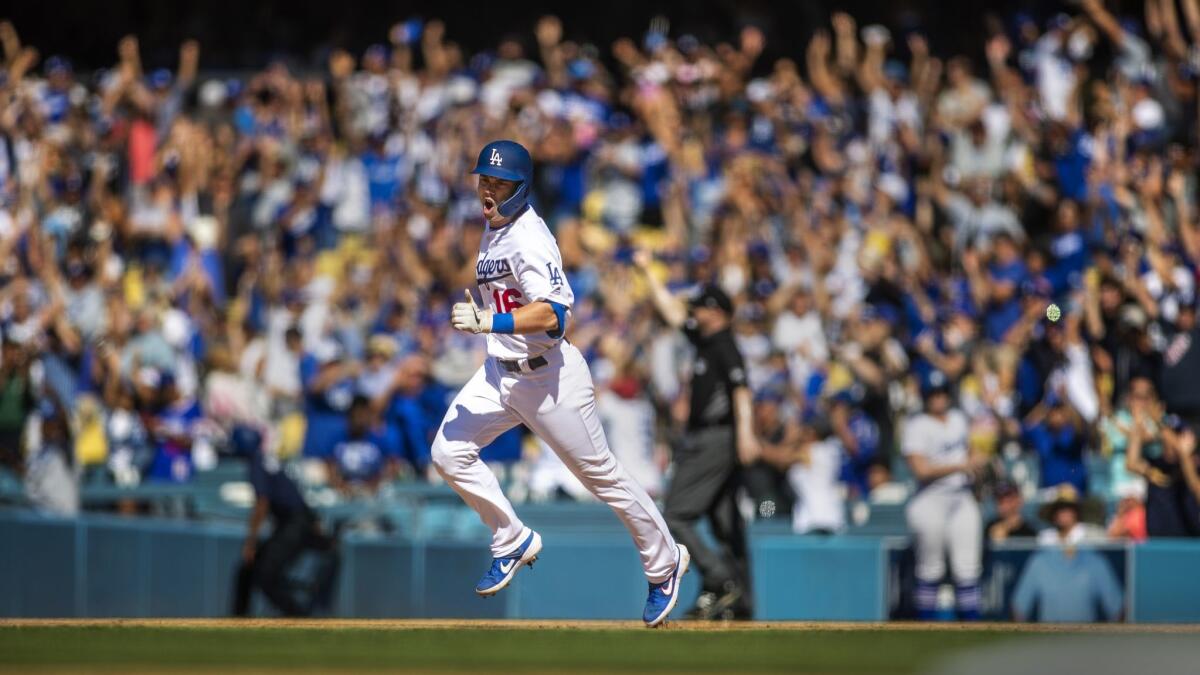 Los Angeles Dodgers' celebrate in the ninth inning after Will Smith hit a  solo home run to give the Dodgers their second walk-off win in four days  with a 4-3 victory over
