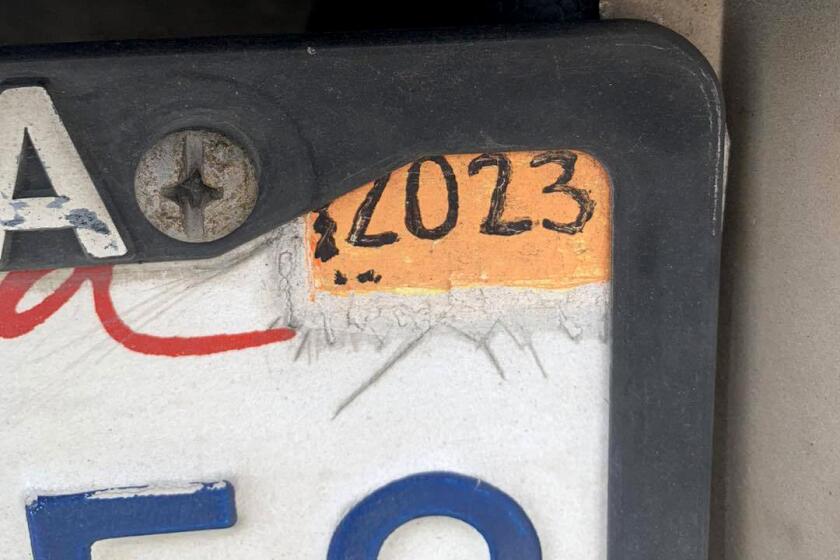 Riverside County Sheriff deputies impounded a vehicle after discovering a fake registration sticker painted onto the car's license plate last month.