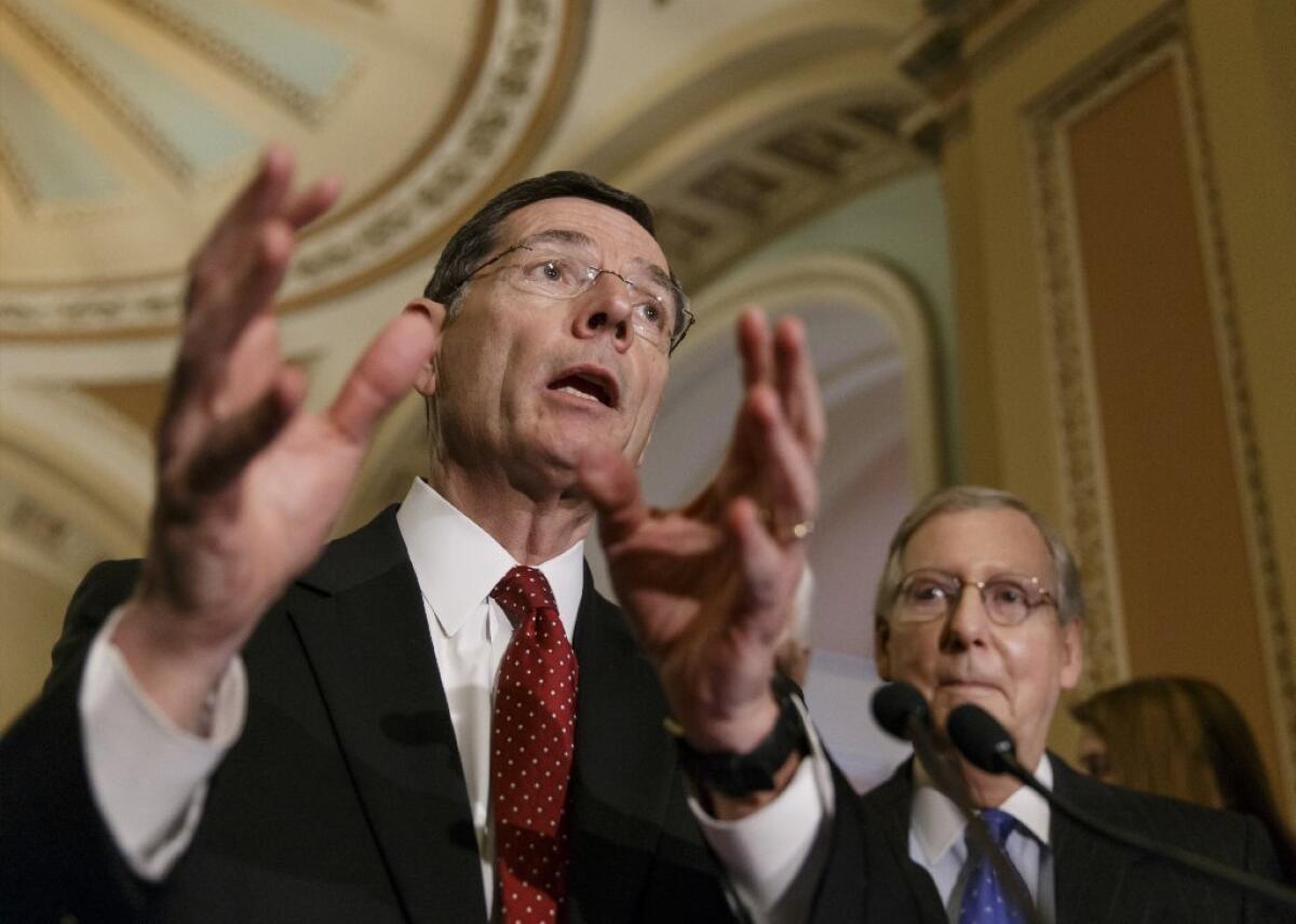 Sen. John Barrasso (R-Wyo.), left, and Senate Minority Leader Mitch McConnell (R-Ky.) shed crocodile tears last month over the impact of Medicare Advantage cuts on seniors.