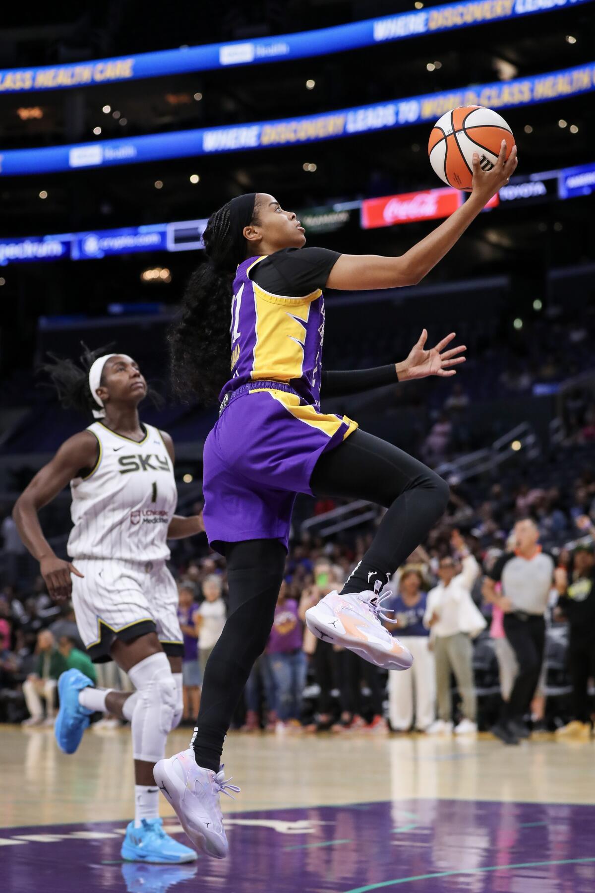 Chiney Ogwumike (13 Los Angeles Sparks) attempts a layup during the WNBA  basketball game between the Chicago Sky and Los Angeles Sparks on Friday  May 6th, 2022 at Wintrust Arena, Chicago, USA. (