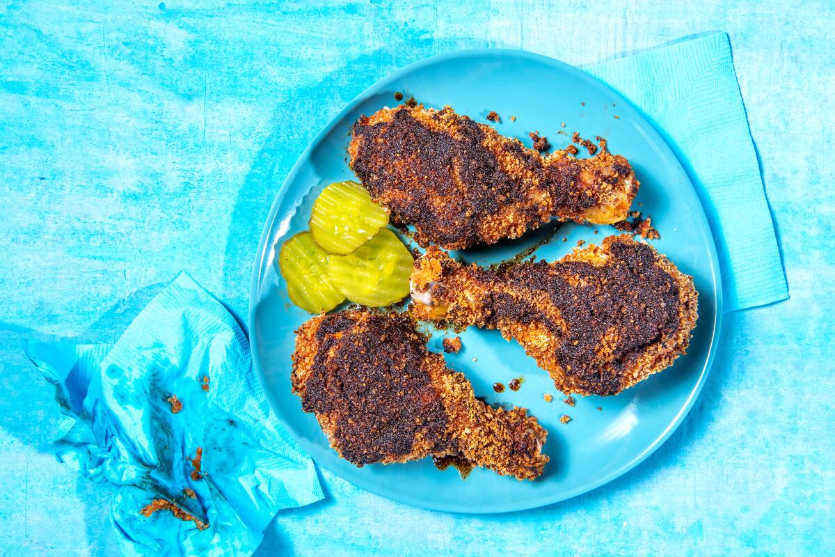 Panko crumbs give oven-fried chicken extra crunch.