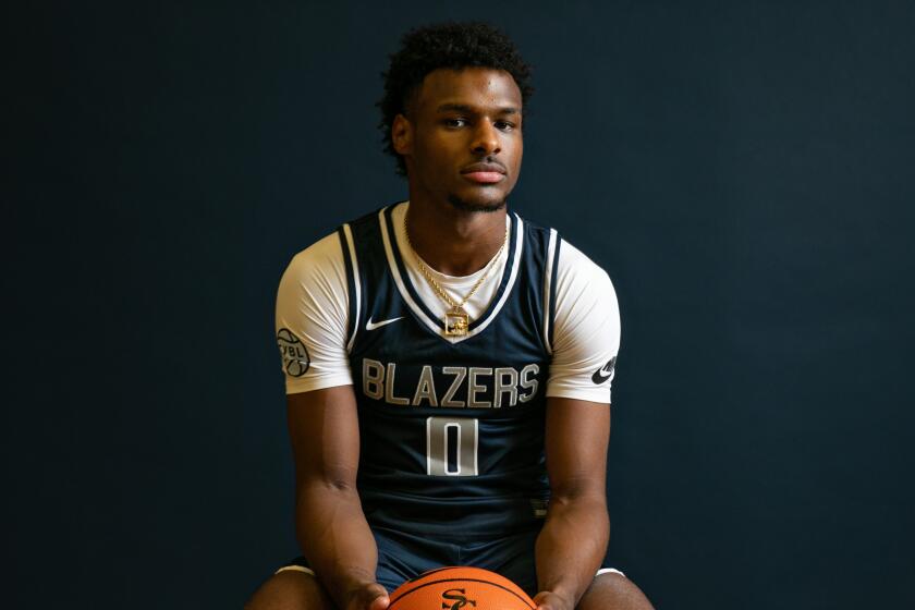 Bronny James participants in Sierra Canyon High basketball media day on Wednesday, Oct. 12, 2022 