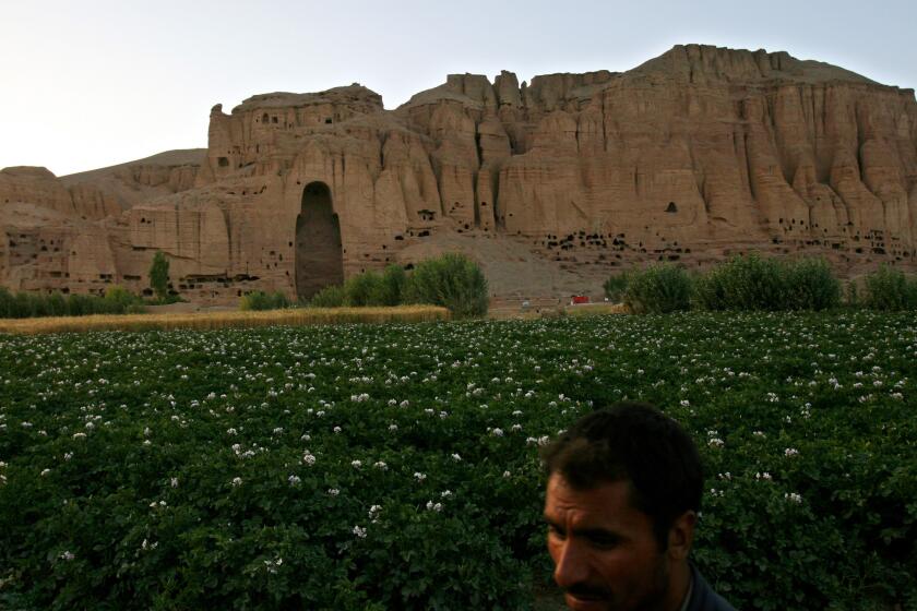 A 174-foot-high hole was left where Taliban militants in 2001 blew up a monumental Buddha figure. It took artisans decades to carve the figure into a mountainside in Bamian, Afghanistan, in the 6th century.