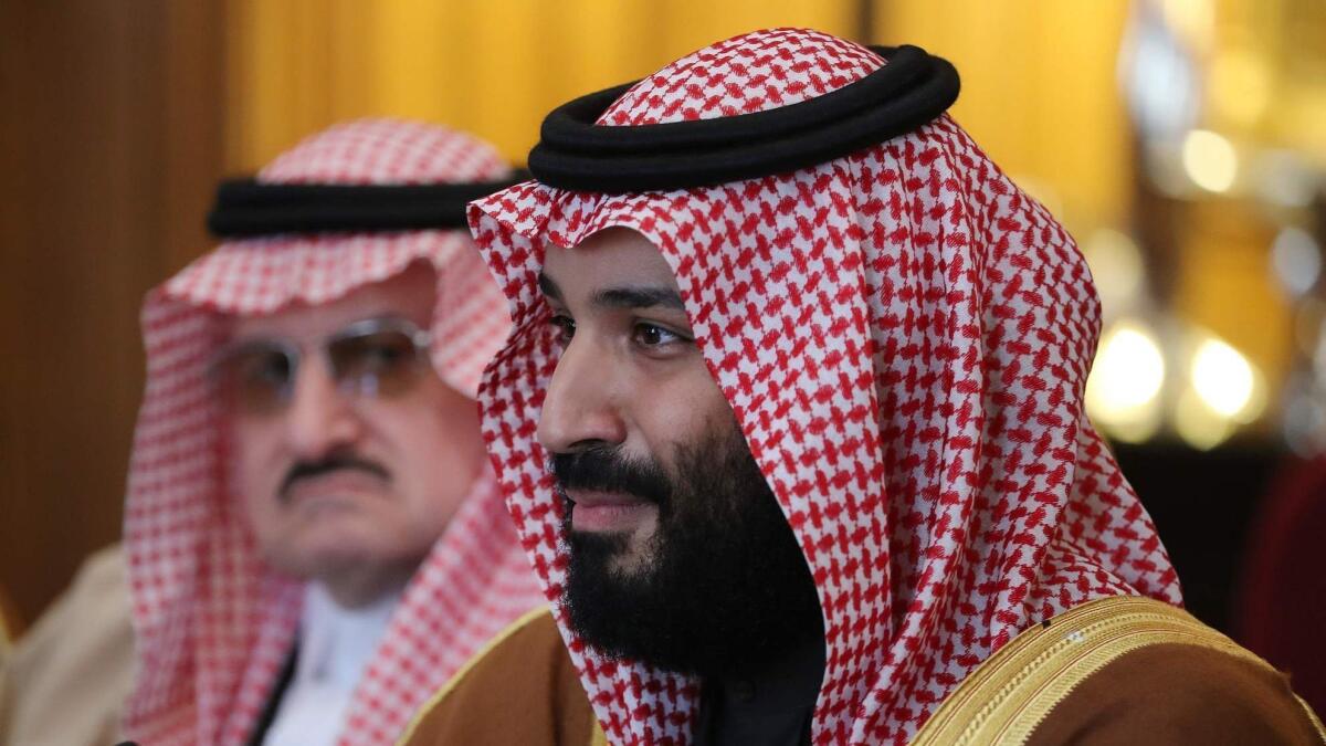 French police want to question the sister of Saudi Prince Mohammed bin Salman, shown in London this month.
