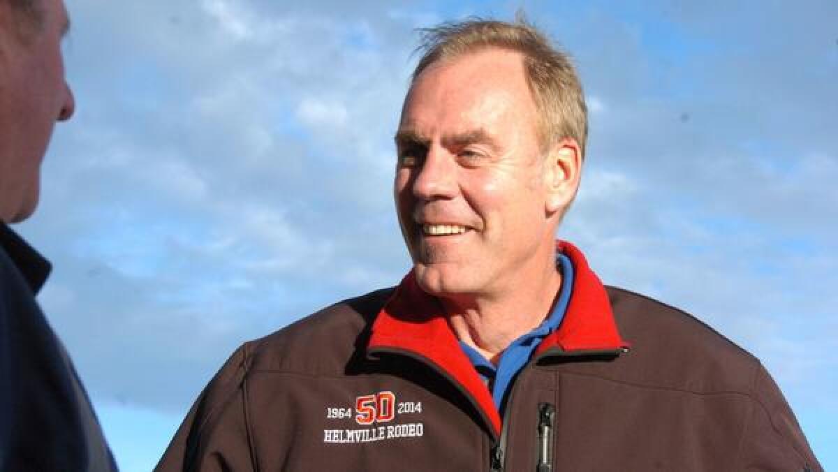 Republican U.S. Rep. Ryan Zinke speaks with a supporter in Billings, Mont., as he campaigns for reelection to a second term as the state's sole representative in the U.S. House on Oct. 20, 2016.