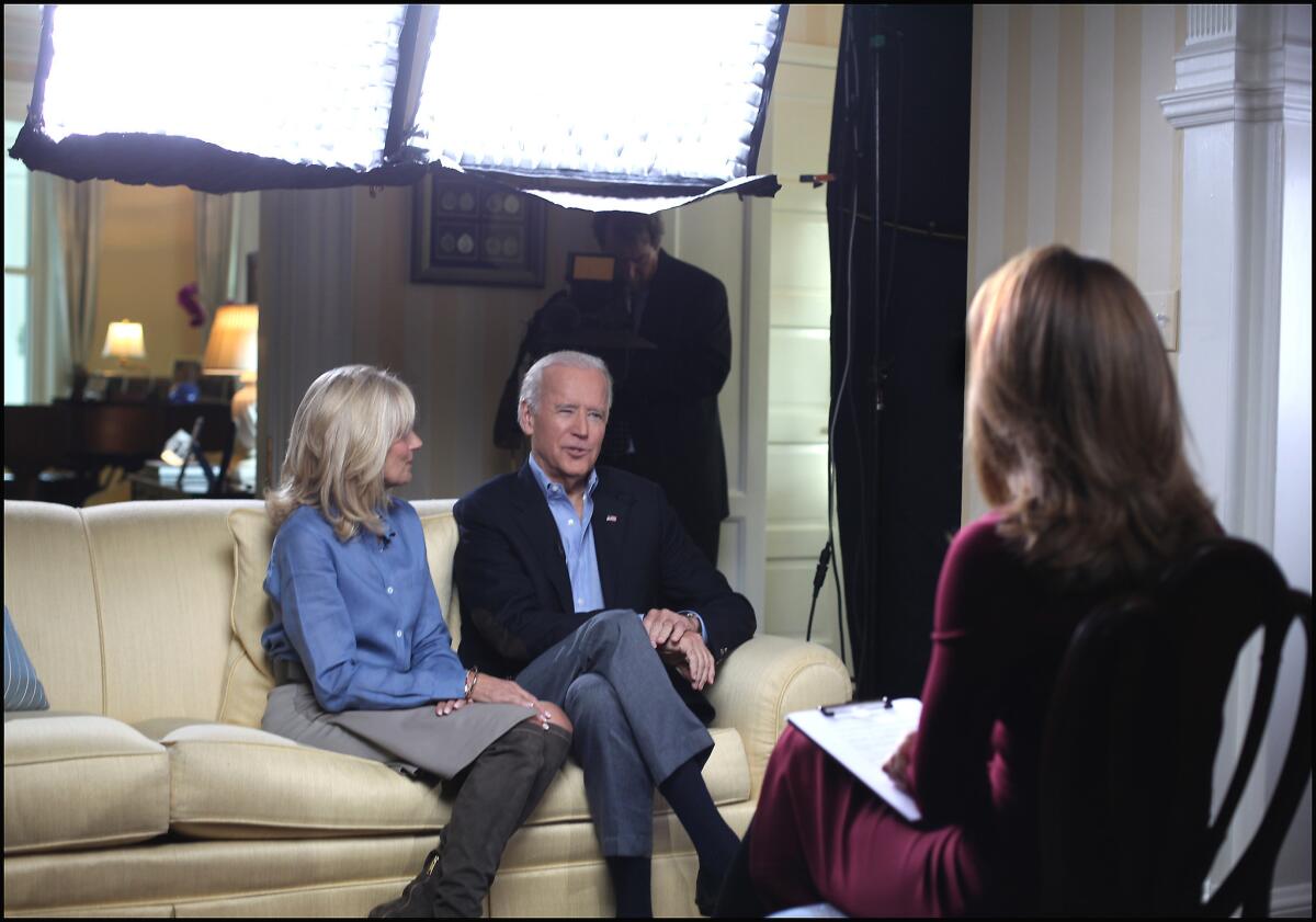 Vice President Joe Biden and his wife, Dr. Jill Biden, talk to Norah O'Donnell for a "60 Minutes" interview.