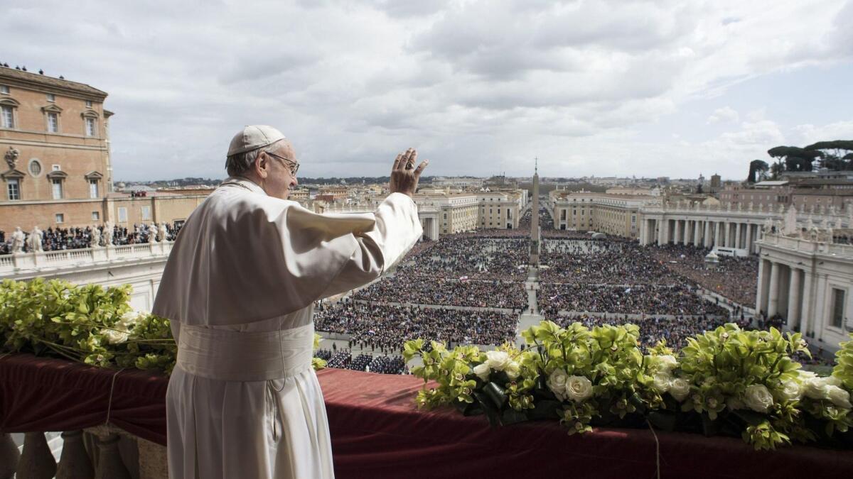Pope Francis celebrates Easter Mass in Vatican City.