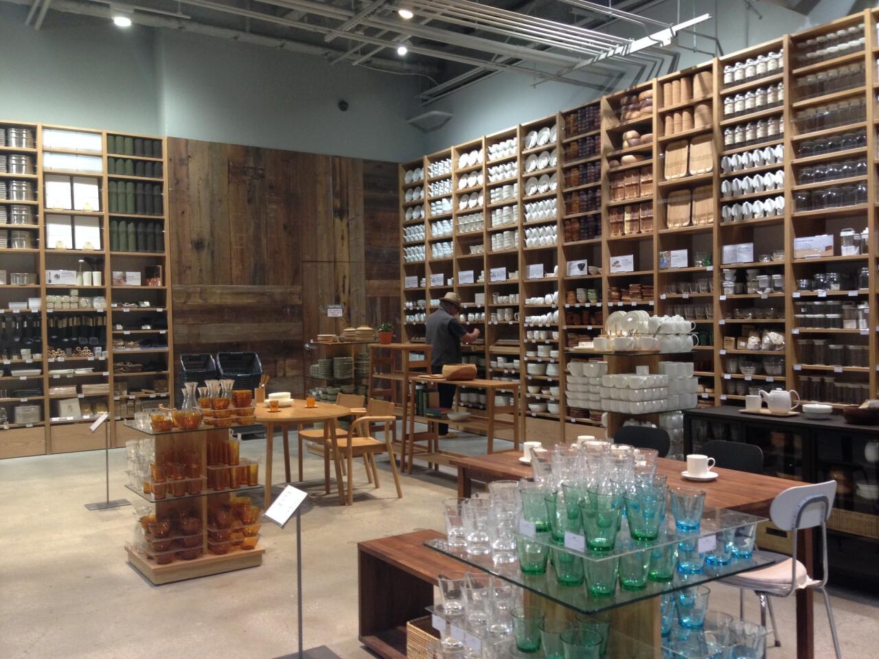 The kitchen and tableware section at the new Muji store in Hollywood.