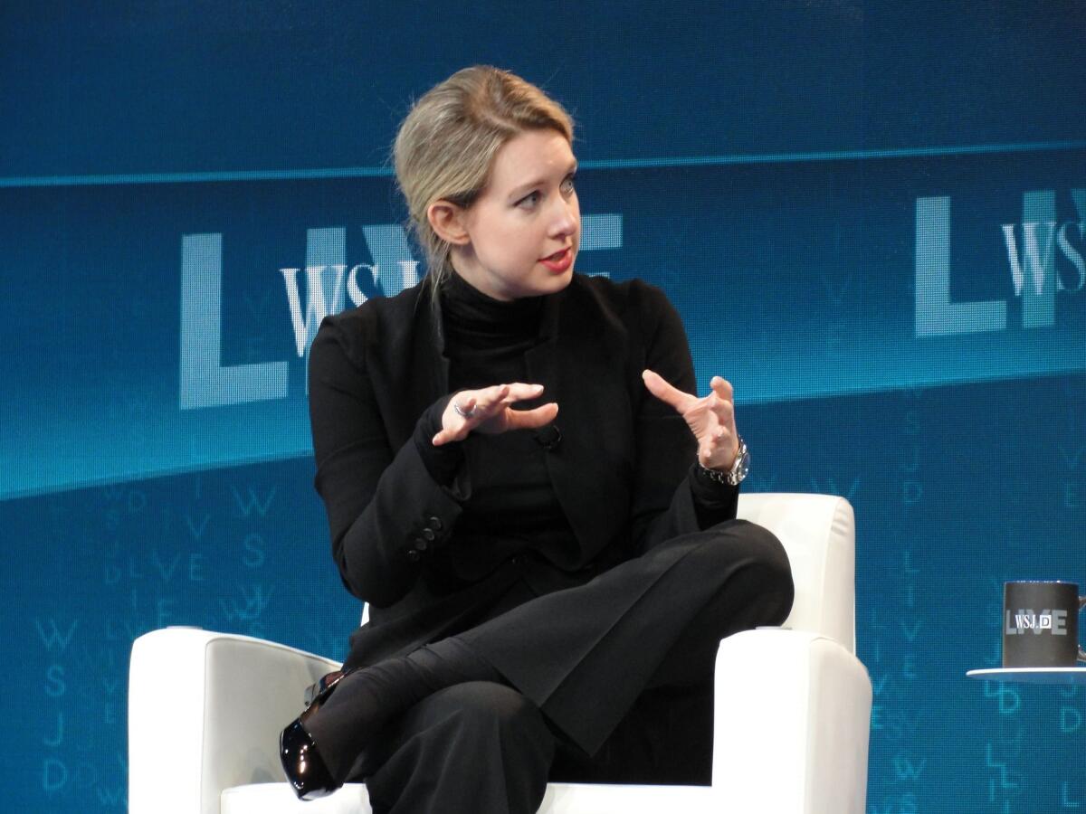 Theranos Chief Executive Elizabeth Holmes at a Wall Street Journal technology conference in Laguna Beach in October 2015.