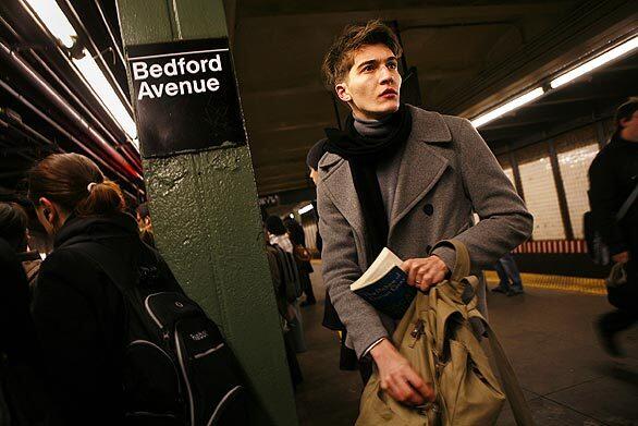 Matvey Lykov rides the subway from the Williamsburg area of Brooklyn to Manhattan for a fitting. Lykov, originally from St. Petersburg, Russia, is one of the models who worked frequently during New York Fashion Week.