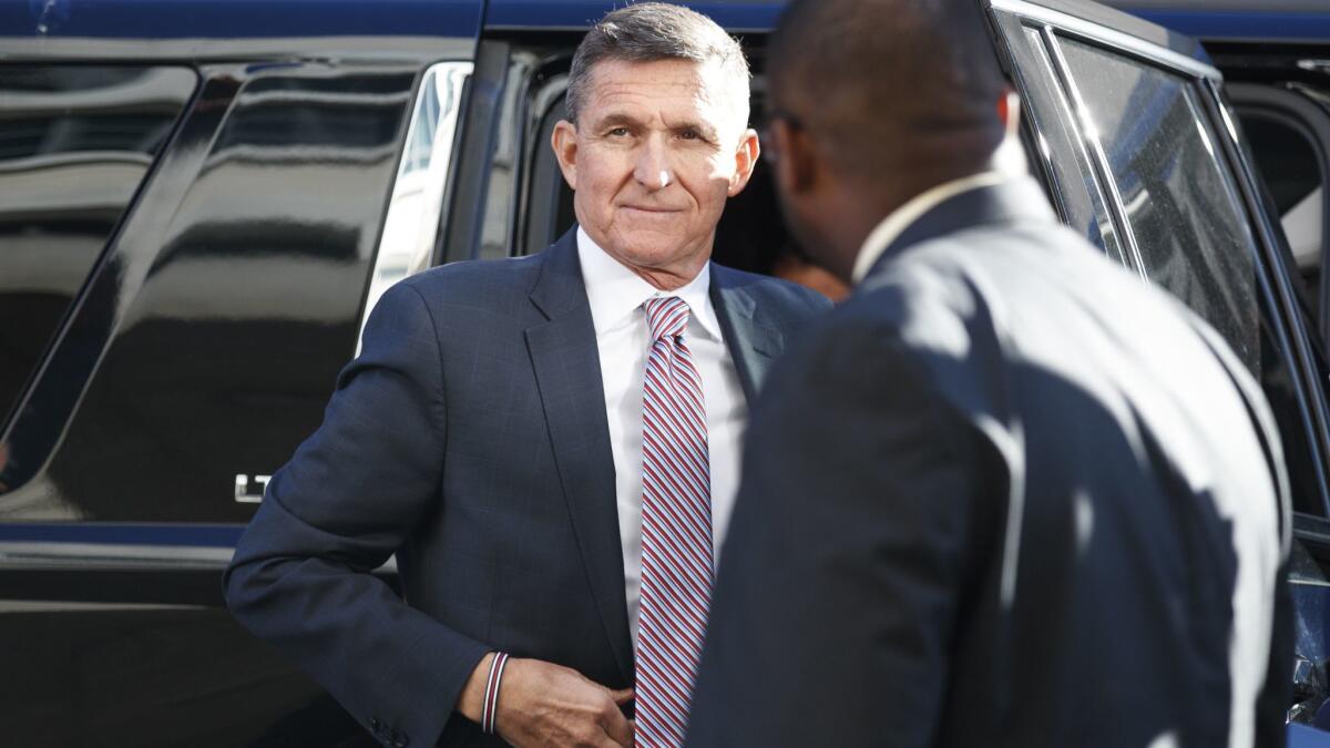Former national security advisor Michael Flynn arrives at the federal courthouse in Washington on Dec. 18.