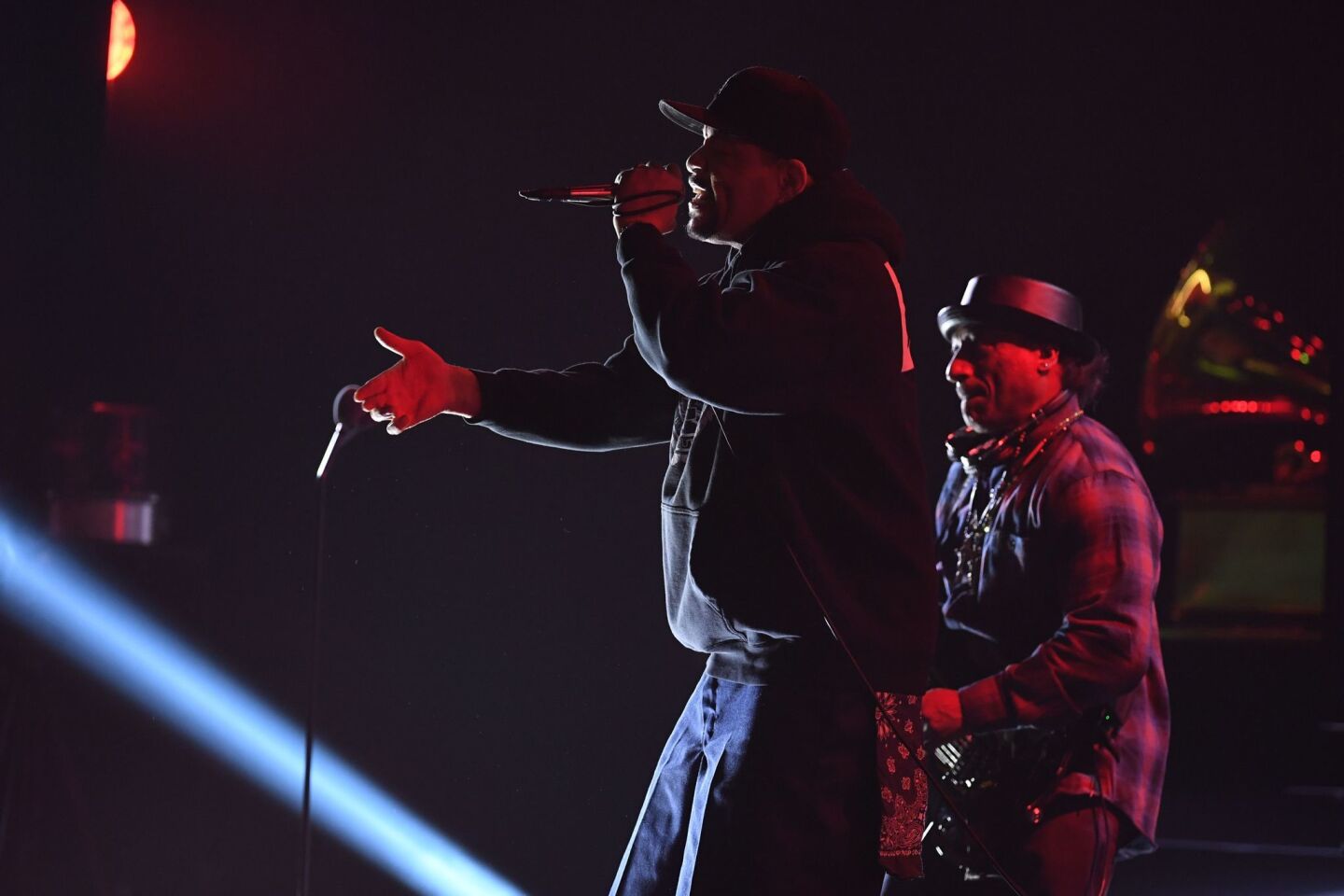 Ice T performs with Body Count during the Grammy Awards pre-telecast show.