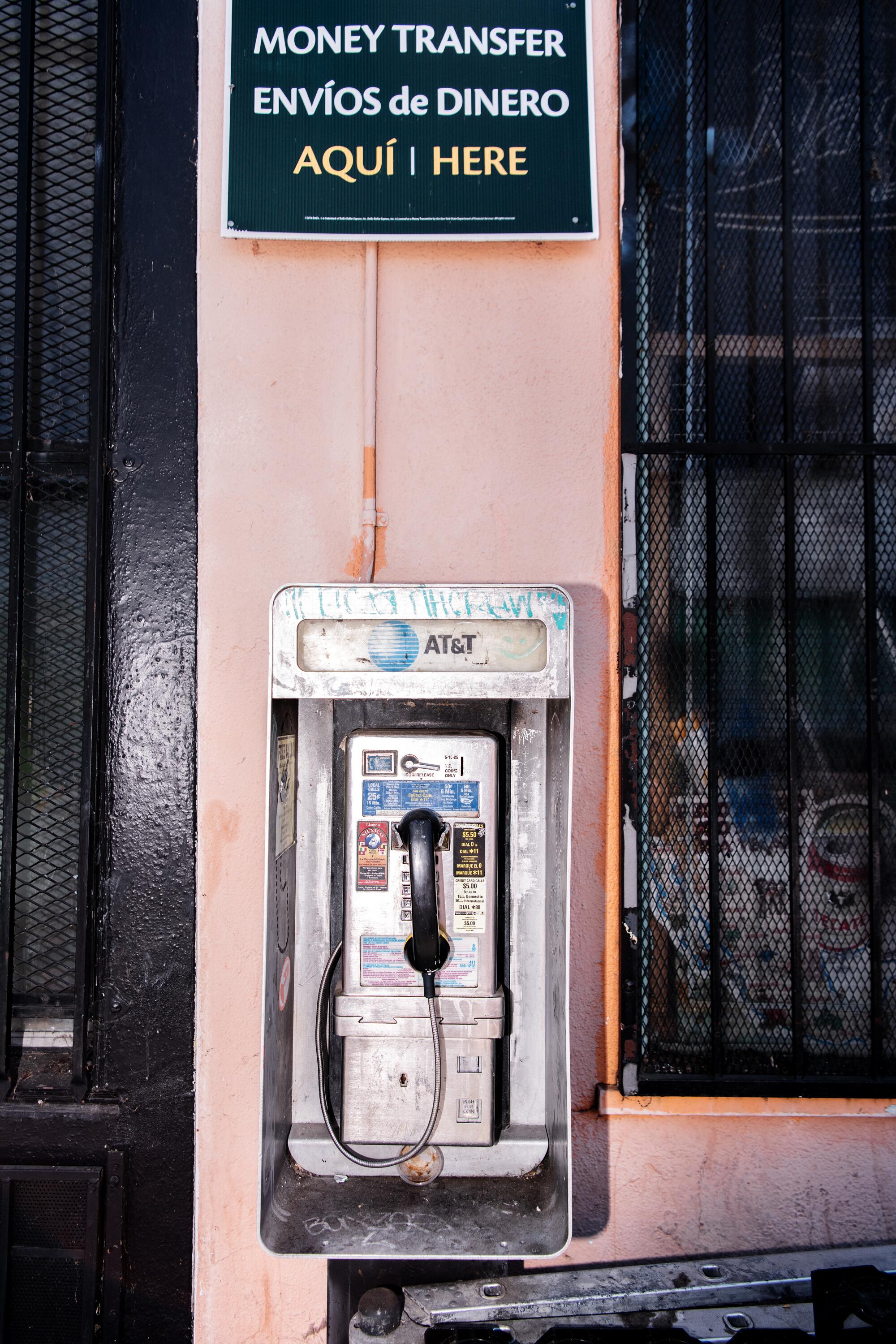 A working pay phone outside Wendy's Market in Glassell Park.