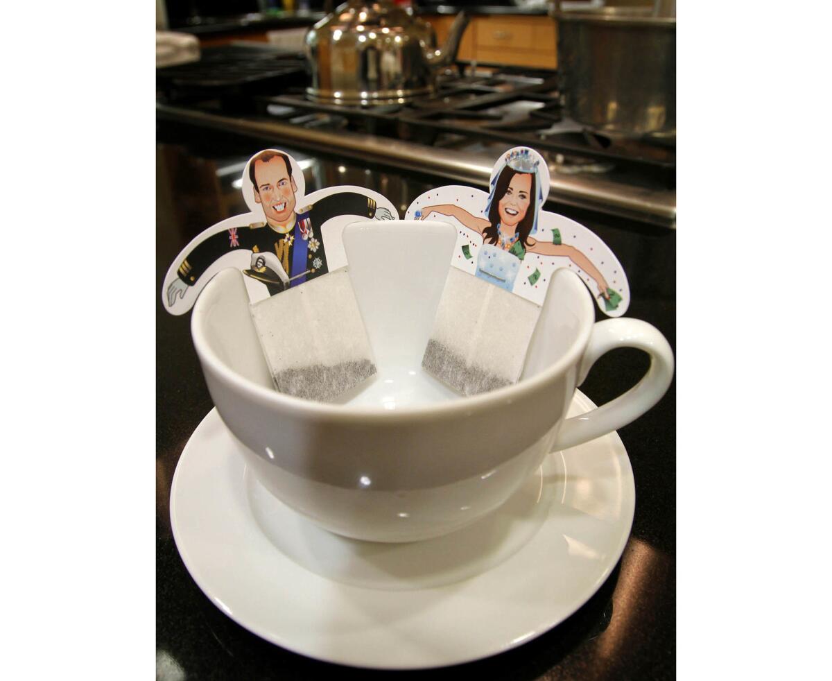 Tea bags celebrating the April 29, 2011, wedding of Prince William and Kate Middleton.