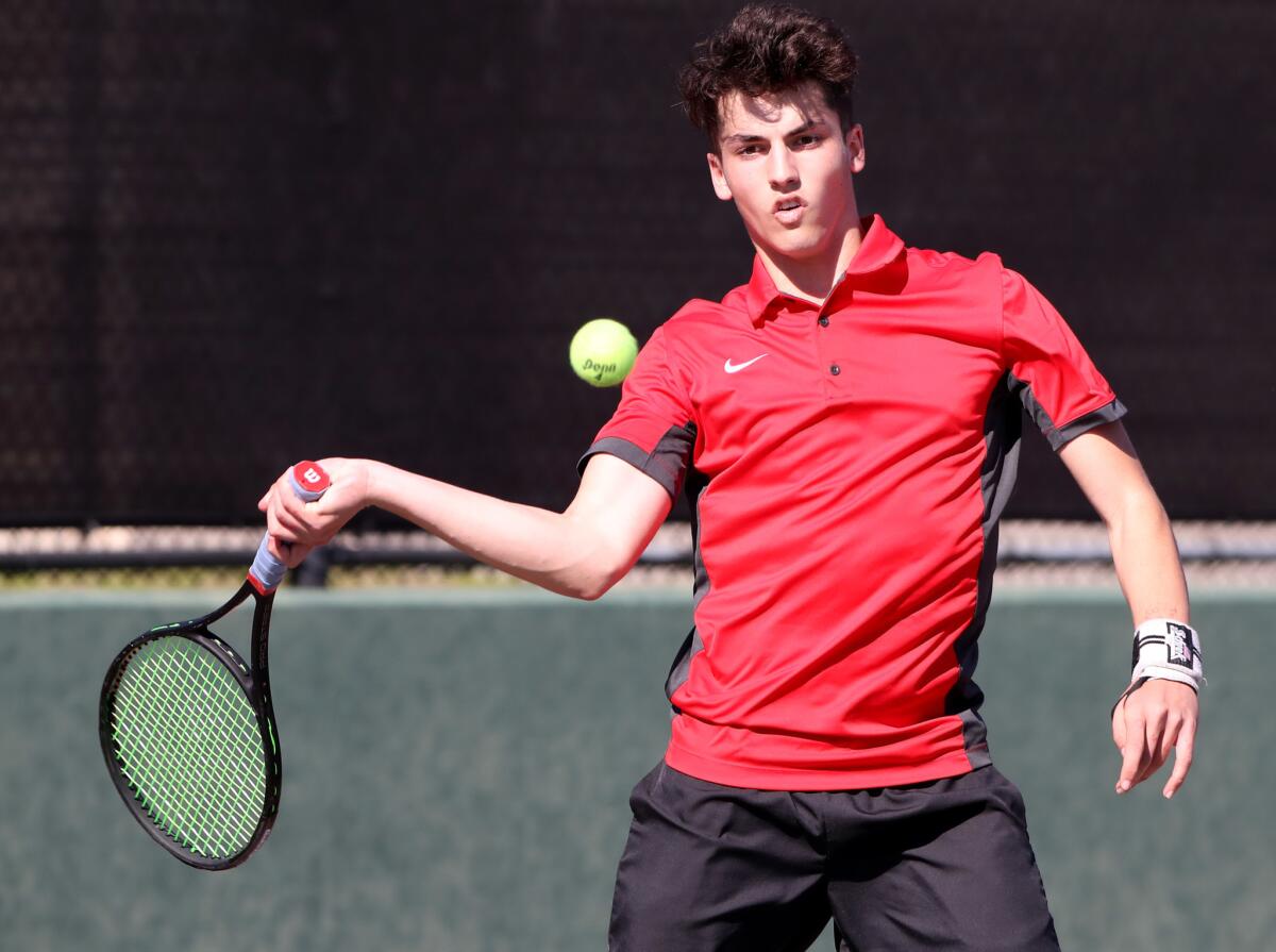 Sam Bernardy is a key returner this season for the Burroughs High boys' tennis team.