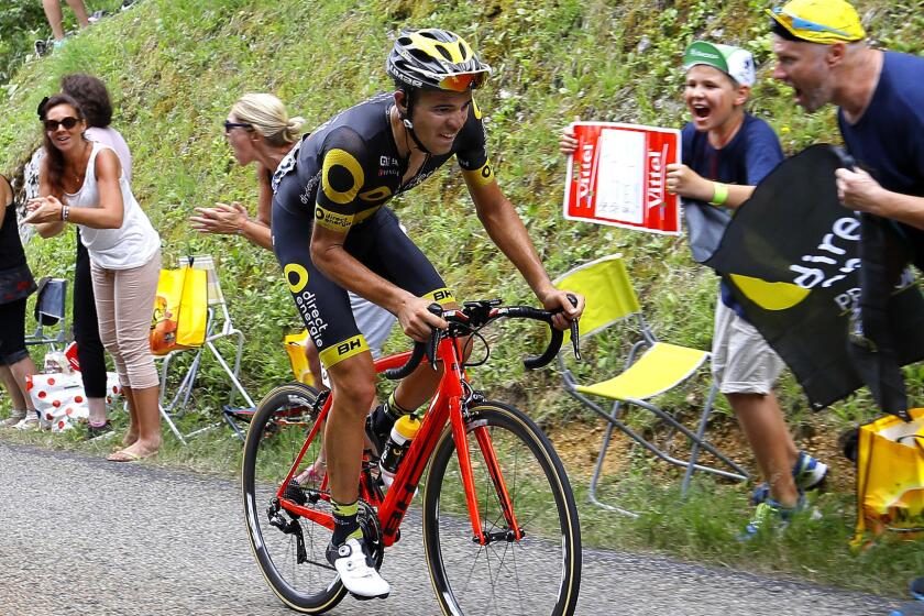 epa06076514 Direct Energie team rider Lilian Calmejane of France in action during the 8th stage of the 104th edition of the Tour de France cycling race over 187.5km between Dole and Station des Rousses, France, 08 July 2017. EPA/ROBERT GHEMENT ** Usable by LA, CT and MoD ONLY **