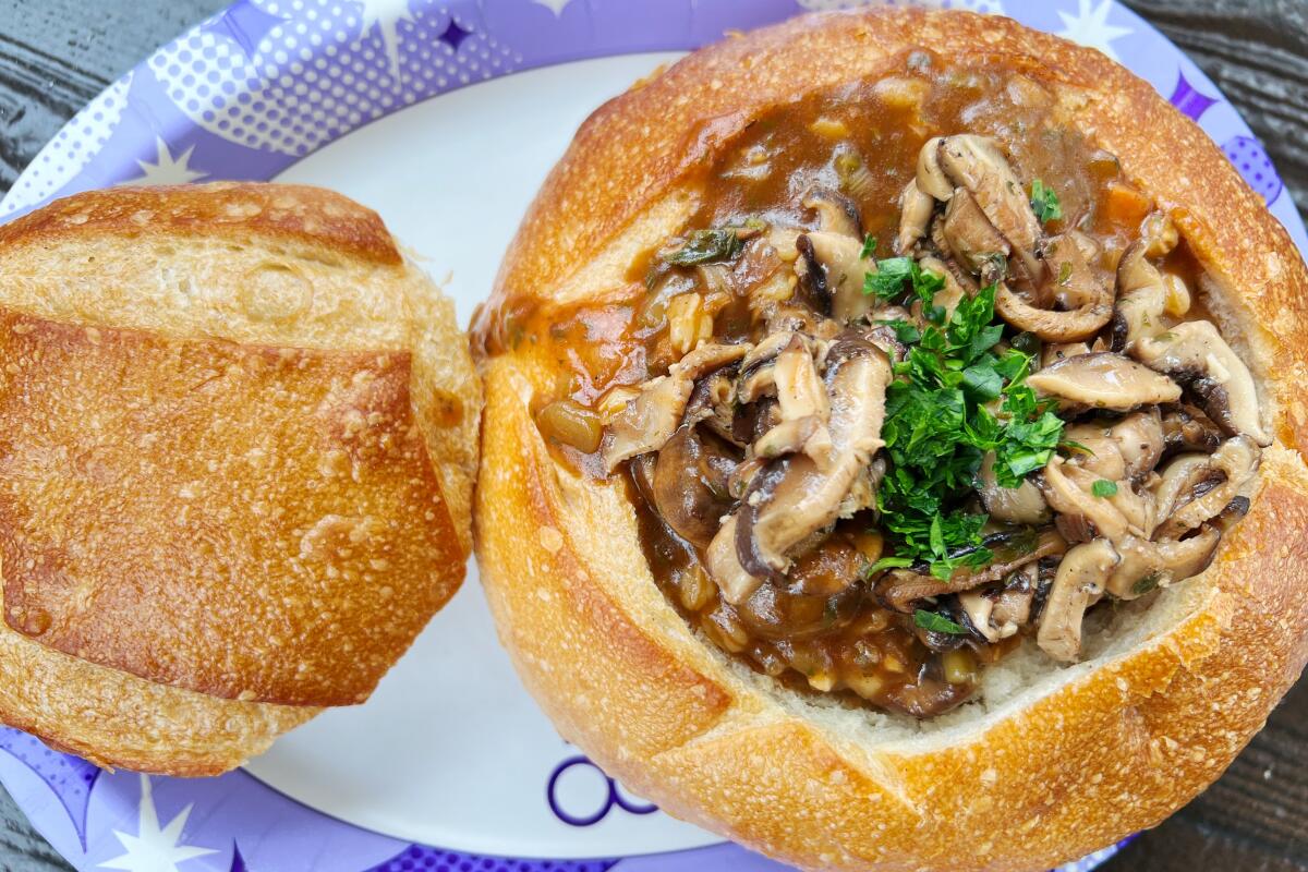 Mushroom and farro stew at Harbour Galley in Critter Country at Disneyland.