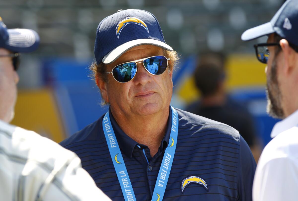 Chargers chairman Dean Spanos announced a pledge by the organization to assist victims of the flooding in Texas.