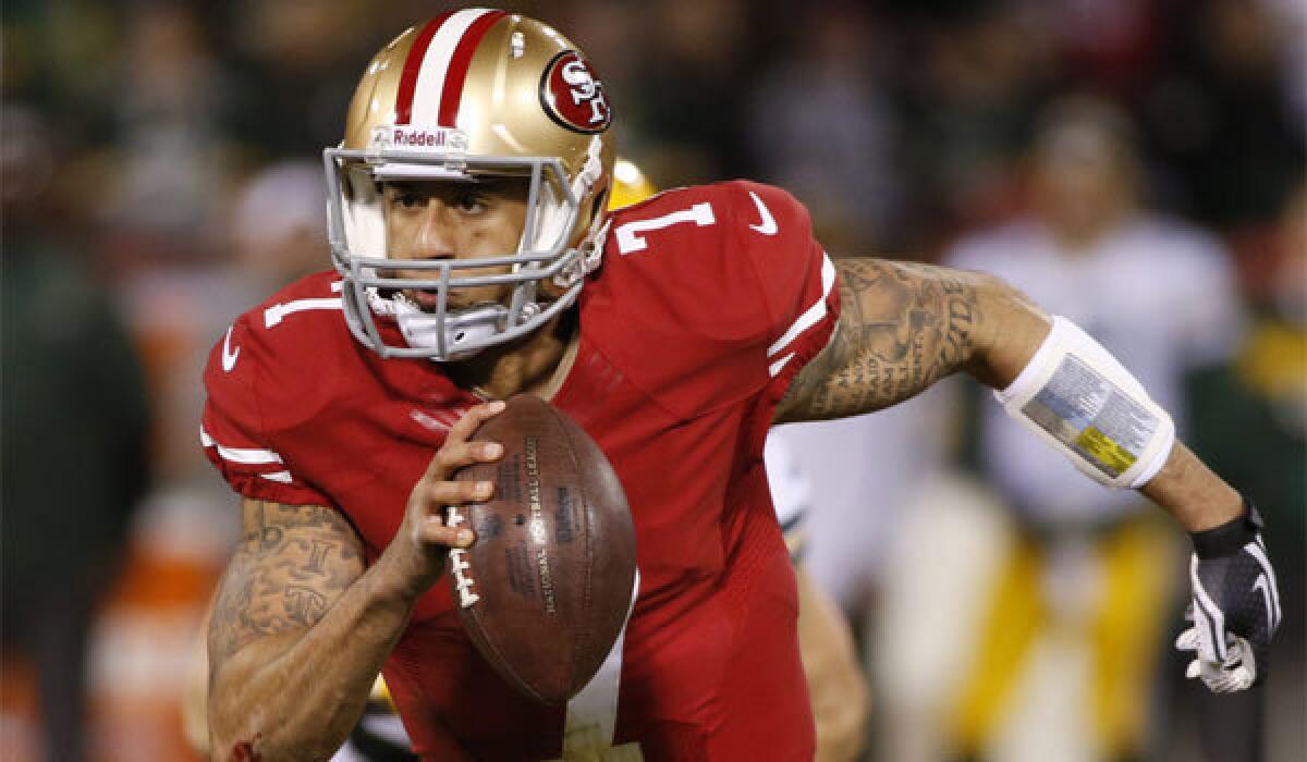 San Francisco quarterback Colin Kaepernick ran for 181 yards and two touchdowns last week and could cause problems for Atlanta in the NFC championship game on Sunday.