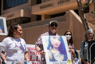 El Cajon, CA - June 26: Michael Serna, father of Elisa Serna, speaks at a rally before the preliminary hearing for the doctor and the nurse accused of neglecting Serna, who died while in custody at the Las Colinas Detention Center in 2019 at East County Superior Court in El Cajon, CA on Monday, June 26, 2023. (Adriana Heldiz / The San Diego Union-Tribune)