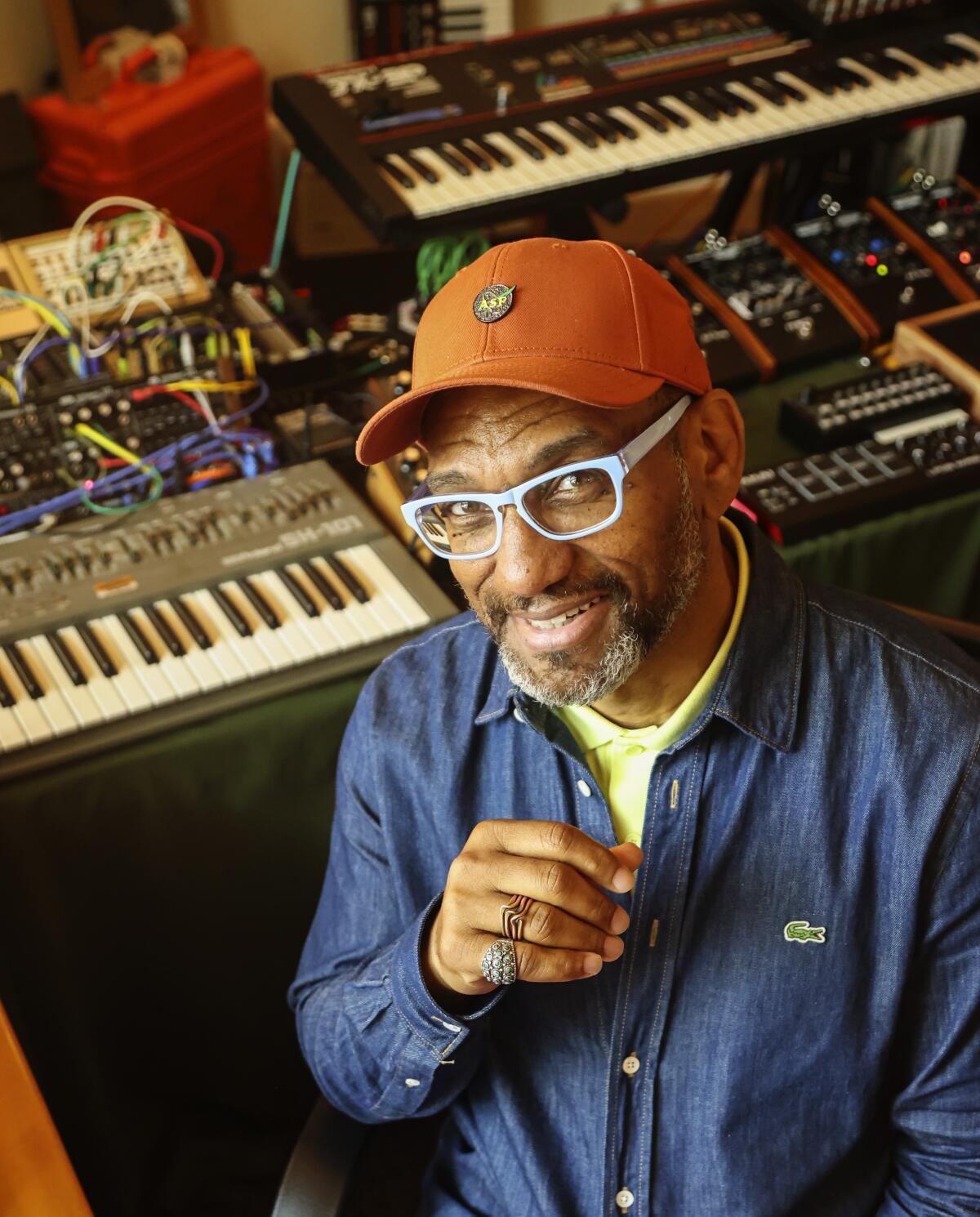 King Britt has an extensive collection of electronic keyboards and vintage synthesizers that he uses for his recordings.