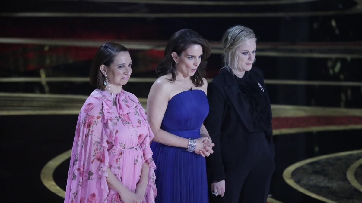 Maya Rudolph, Tina Fey and Amy Poehler during the telecast of the 91st Academy Awards on Sunday, February 24, 2019 in the Dolby Theatre at Hollywood & Highland Center in Hollywood, CA.
