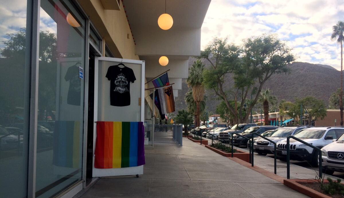 A stretch in Palm Springs is lined with gay-friendly bars, shops and restaurants.