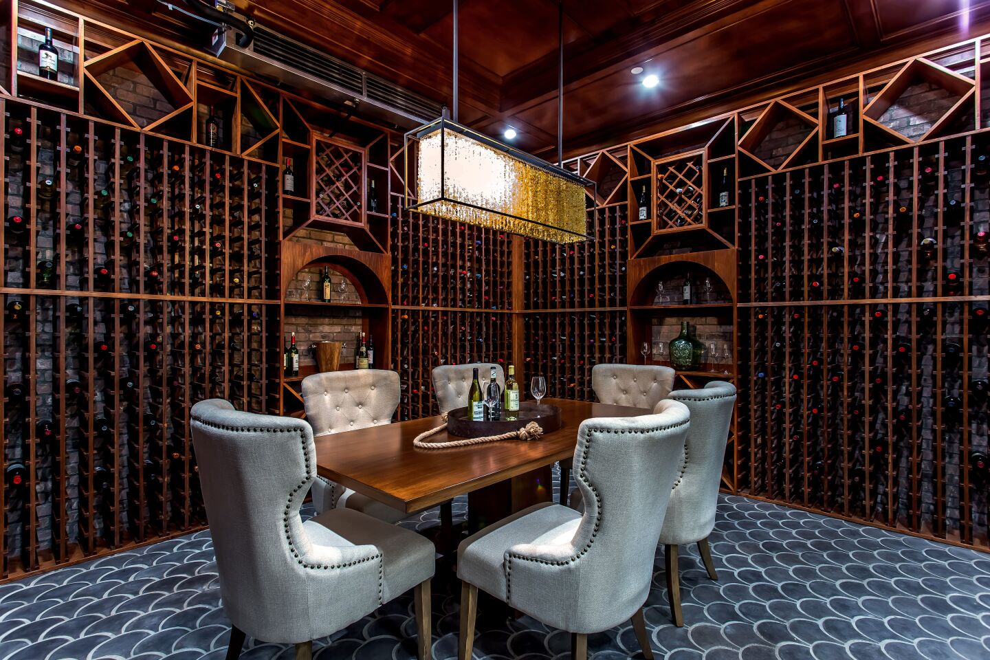 A wine cellar inside the Encino mansion.