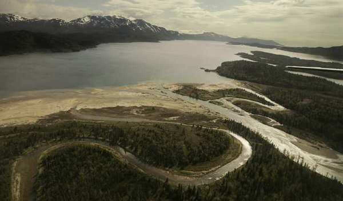 The Pebble Mine site lies high in the watershed above Lake Iliamna, pictured, and Bristol Bay.